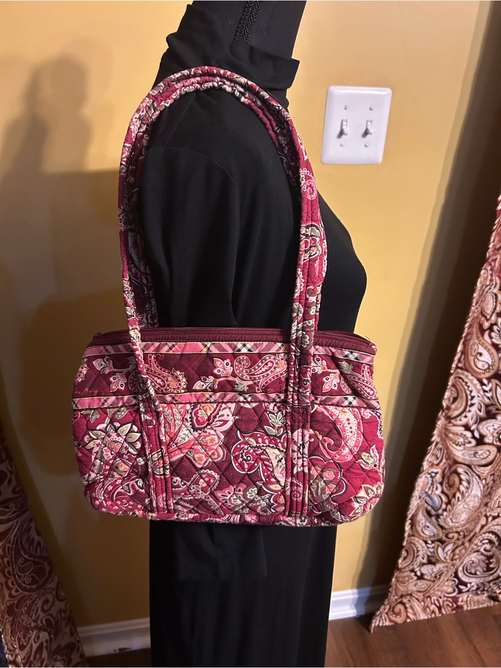 Vera Bradley Burgundy Plum Paisley Quilted Tote - Picture 8 of 10